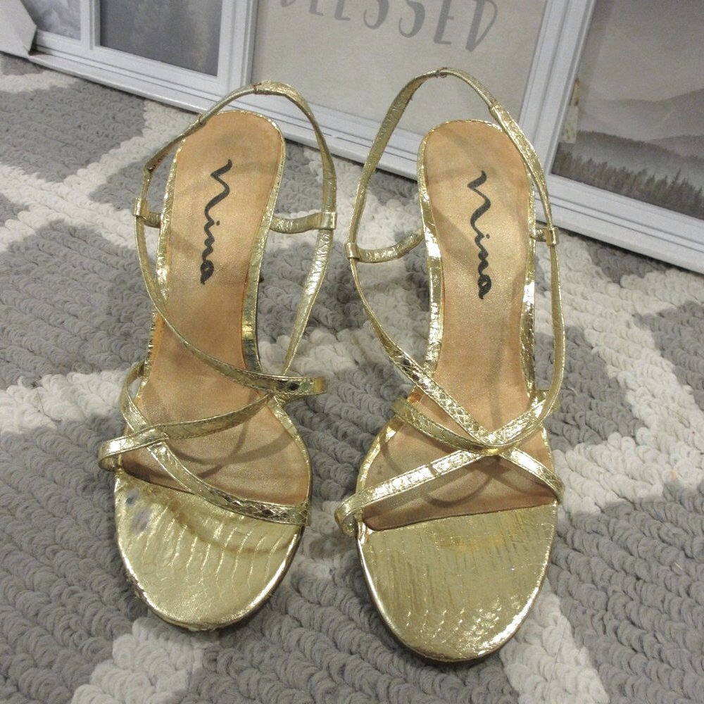 Nina Gold Strappy Sandals/Heels